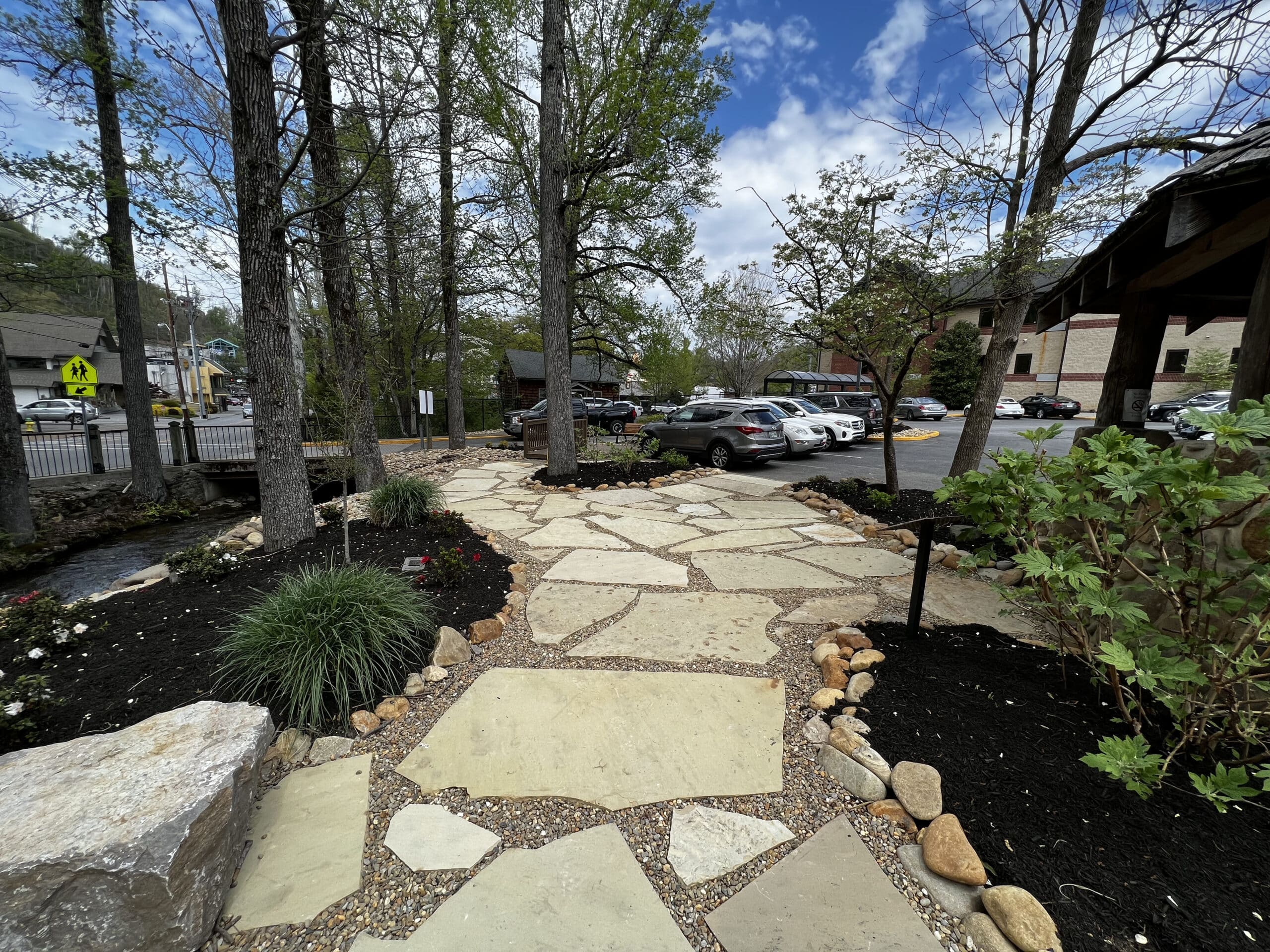 Paver and stone walkway finished large paver walkway 3 Appalachian Landscaping
