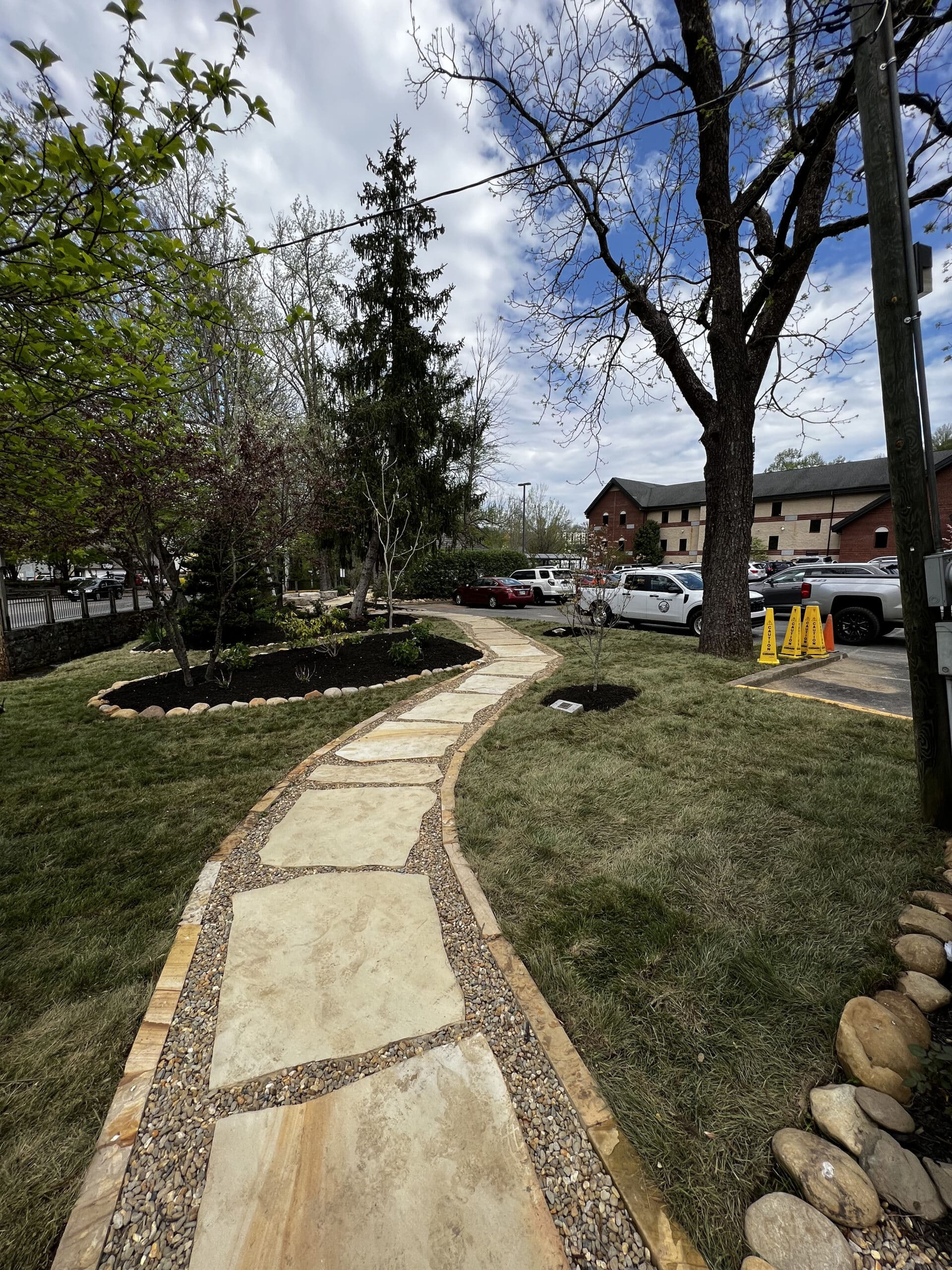 Paver and stone walkway finished large paver walkway Appalachian Landscaping