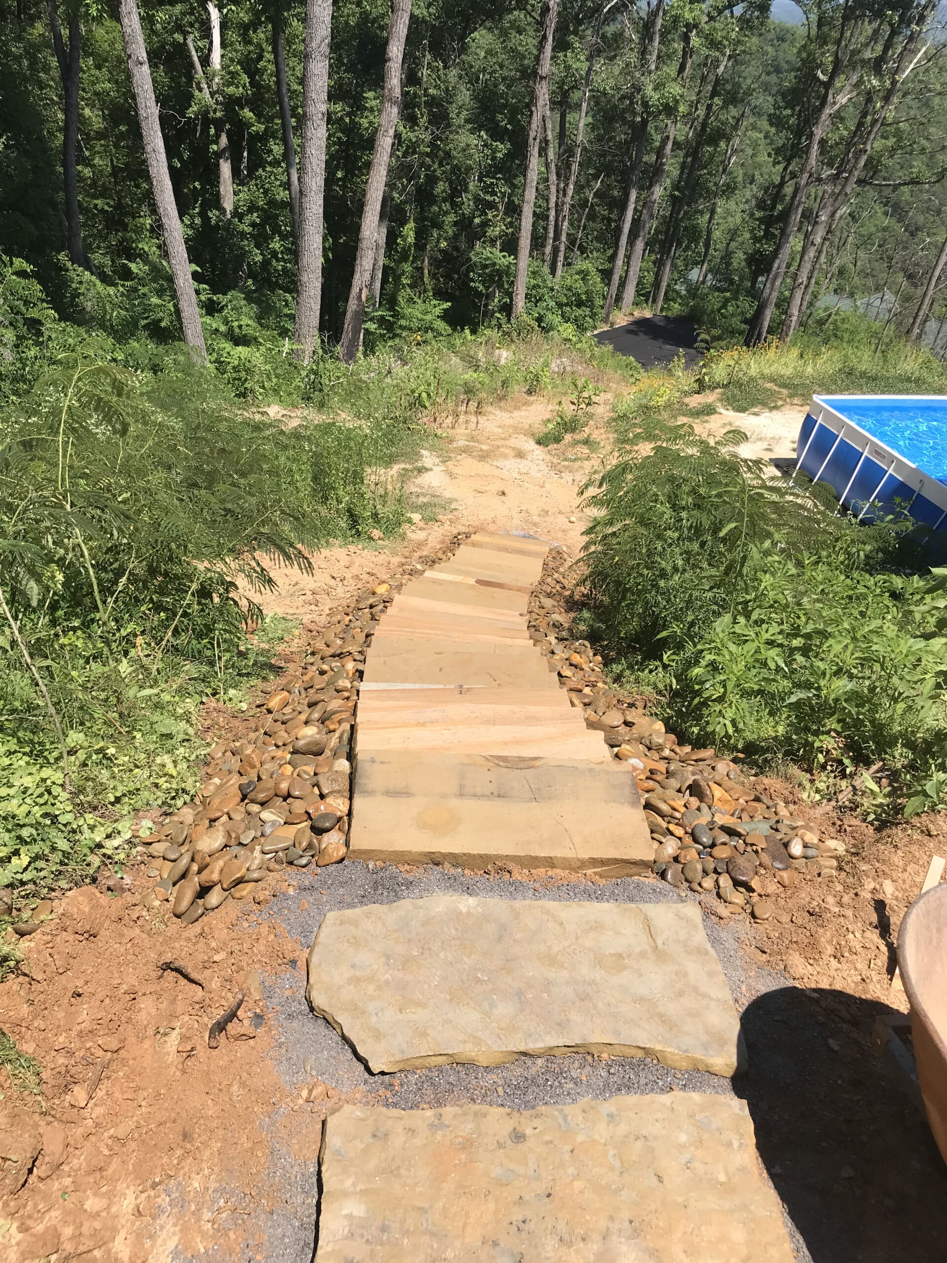 stone steps leading to pool Appalachian Landscaping