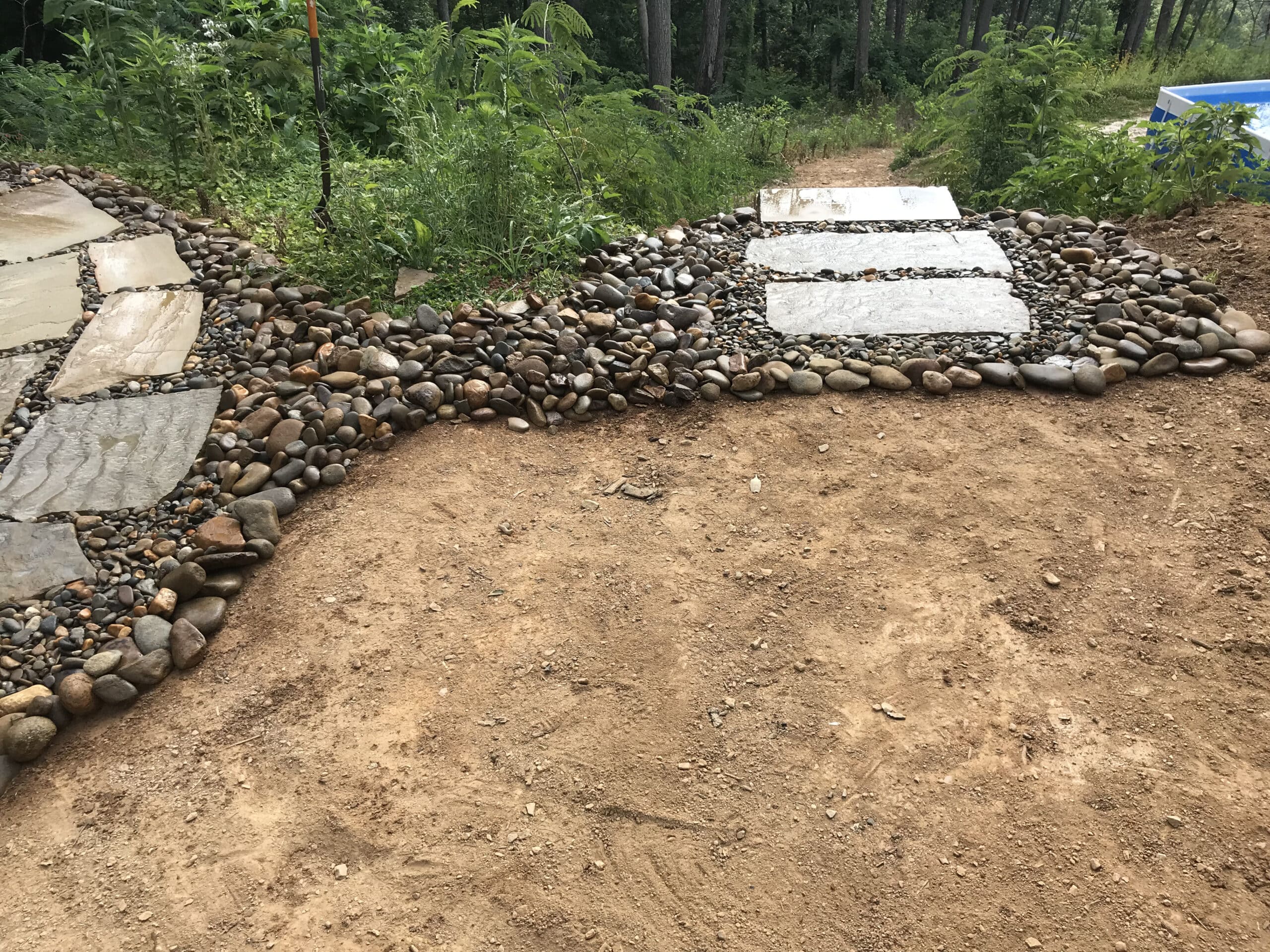 various rocks added to walkway leading to pool Appalachian Landscaping